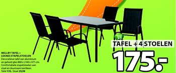 Aanbiedingen Mellby tafel + leknes stapelstoelen - Huismerk - Jysk - Geldig van 02/05/2016 tot 14/05/2016 bij Jysk