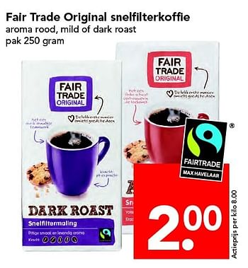 Aanbiedingen Fair trade original snelfilterkoffie - Fair Trade - Geldig van 08/05/2016 tot 14/05/2016 bij Deen Supermarkten