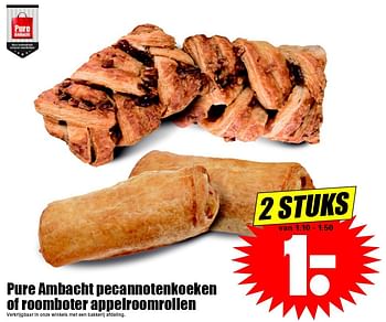 Aanbiedingen Pure ambacht pecannotenkoeken of roomboter appelroomrollen - Huismerk - Dirk - Geldig van 08/05/2016 tot 14/05/2016 bij Lekker Doen