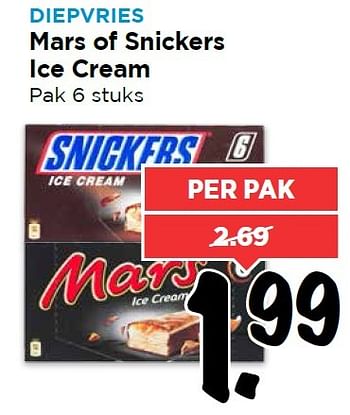 Aanbiedingen Mars of snickers ice cream - Mars Snacks - Geldig van 08/05/2016 tot 14/05/2016 bij Vomar