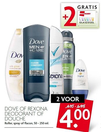 Aanbiedingen Dove of rexona deodorant of douche - Dove - Geldig van 08/05/2016 tot 14/05/2016 bij Deka Markt