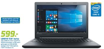 Aanbiedingen Lenovo 15,6 laptop 100-15ibd-i5 - Lenovo - Geldig van 01/05/2016 tot 15/05/2016 bij BCC