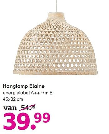 Aanbiedingen Hanglamp elaine - Huismerk - Leen Bakker - Geldig van 02/05/2016 tot 15/05/2016 bij Leen Bakker