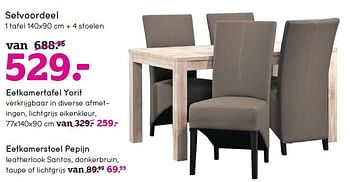 Aanbiedingen Setvoordeel 1 tafel + 4 stoelen - Huismerk - Leen Bakker - Geldig van 02/05/2016 tot 15/05/2016 bij Leen Bakker