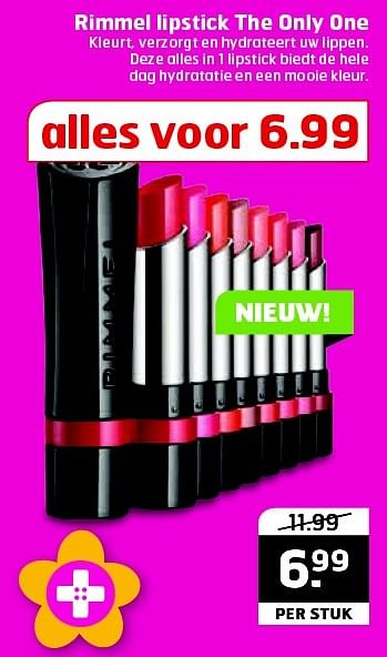 Aanbiedingen Rimmel lipstick the only one - Rimmel - Geldig van 03/05/2016 tot 15/05/2016 bij Trekpleister