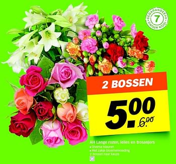 Aanbiedingen Ah lange rozen, lelies en trosanjers - Huismerk - Albert Heijn - Geldig van 09/05/2016 tot 15/05/2016 bij Albert Heijn