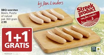 Aanbiedingen Bbq-worsten beiers, puszta of naturel - Huismerk - Jan Linders - Geldig van 09/05/2016 tot 15/05/2016 bij Jan Linders