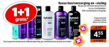 Aanbiedingen Syoss haarverzorging en styling shampoo shine boost - Syoss - Geldig van 03/05/2016 tot 15/05/2016 bij Trekpleister