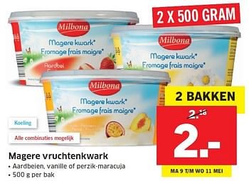 Aanbiedingen Magere vruchtenkwark - Milbona - Geldig van 09/05/2016 tot 15/05/2016 bij Lidl