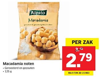 Aanbiedingen Macadamia noten - Alesto - Geldig van 09/05/2016 tot 15/05/2016 bij Lidl