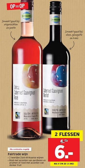 Aanbiedingen Fairtrade wijn - Rode wijnen - Geldig van 09/05/2016 tot 15/05/2016 bij Lidl
