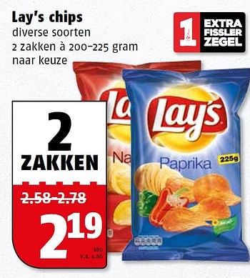 Aanbiedingen Lay`s chips - Lay's - Geldig van 09/05/2016 tot 15/05/2016 bij Poiesz