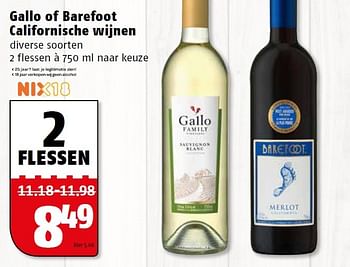 Aanbiedingen Gallo of barefoot californische wijnen - Witte wijnen - Geldig van 09/05/2016 tot 15/05/2016 bij Poiesz