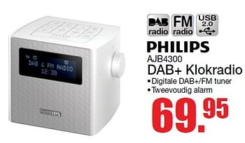 Aanbiedingen Philips dab+ klokradio ajb4300 - Philips - Geldig van 09/05/2016 tot 15/05/2016 bij Scheer & Foppen