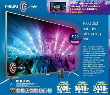 Aanbiedingen Philips ultra hd android smart led tv 49pus7101 - Philips - Geldig van 09/05/2016 tot 15/05/2016 bij Scheer & Foppen