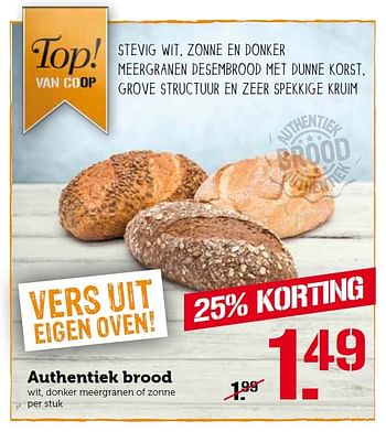 Aanbiedingen Authentiek brood - Huismerk - Coop - Geldig van 09/05/2016 tot 15/05/2016 bij Coop