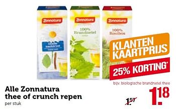 Aanbiedingen Alle zonnatura thee of crunch repen - Zonnatura - Geldig van 09/05/2016 tot 15/05/2016 bij Coop