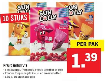 Aanbiedingen Fruit ijslolly`s - Sun Lolly - Geldig van 09/05/2016 tot 15/05/2016 bij Lidl