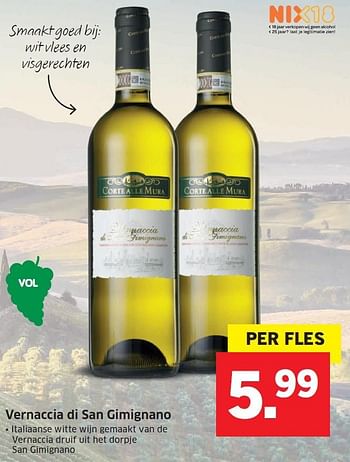 Aanbiedingen Vernaccia di san gimignano - Witte wijnen - Geldig van 09/05/2016 tot 15/05/2016 bij Lidl