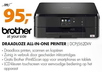 Aanbiedingen Brother draadloze all-in-one printer dcp-j562dw - Brother - Geldig van 09/05/2016 tot 15/05/2016 bij Expert