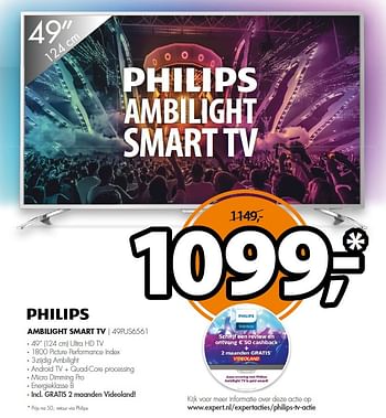 Aanbiedingen Philips ambilight smart tv 49pus6561 - Philips - Geldig van 09/05/2016 tot 15/05/2016 bij Expert