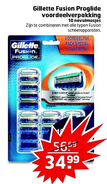 Aanbiedingen Gillette fusion proglide voordeelverpakking - Gillette - Geldig van 11/05/2016 tot 15/05/2016 bij Trekpleister