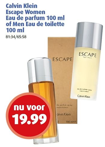 Aanbiedingen Calvin klein escape women eau de parfum of men eau de toilette - Escape - Geldig van 02/05/2016 tot 15/05/2016 bij Uw eigen drogist