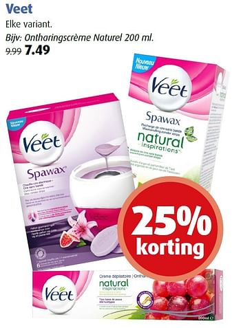 Aanbiedingen Ontharingscrème naturel - Veet - Geldig van 02/05/2016 tot 15/05/2016 bij Uw eigen drogist