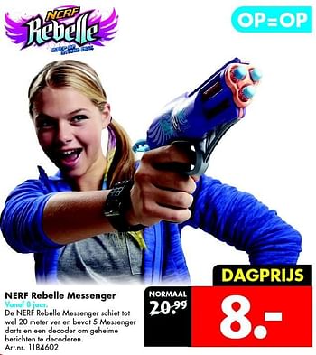 Aanbiedingen Nerf rebelle messenger - Nerf - Geldig van 30/04/2016 tot 15/05/2016 bij Bart Smit