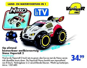Aanbiedingen Op afstand bestuurbaar amfibievoertuig nano vaporizr 2 - Nikko - Geldig van 30/04/2016 tot 15/05/2016 bij Bart Smit