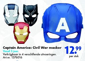 Aanbiedingen Captain america civil war masker - Marvel - Geldig van 30/04/2016 tot 15/05/2016 bij Bart Smit