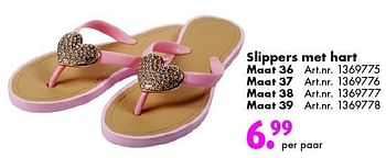 Aanbiedingen Slippers met hart maat 36 - 4 Trendy Girlz - Geldig van 30/04/2016 tot 15/05/2016 bij Bart Smit