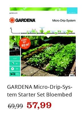 Aanbiedingen Gardena micro-drip-system starter set bloembed - Gardena - Geldig van 09/05/2016 tot 22/05/2016 bij Bol