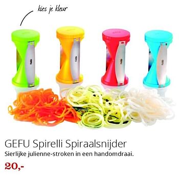 Aanbiedingen Gefu spirelli spiraalsnijder - Gefu - Geldig van 09/05/2016 tot 22/05/2016 bij Bol