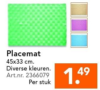 Aanbiedingen Placemat - Huismerk - Blokker - Geldig van 09/05/2016 tot 18/05/2016 bij Blokker