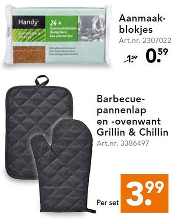 Aanbiedingen Barbecuepannenlap en ovenwant grillin + chillin - Huismerk - Blokker - Geldig van 09/05/2016 tot 18/05/2016 bij Blokker