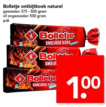Aanbiedingen Bolletje ontbijtkoek naturel - Bolletje - Geldig van 15/05/2016 tot 21/05/2016 bij Deen Supermarkten
