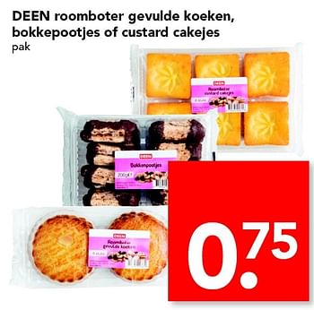 Aanbiedingen Deen roomboter gevulde koeken, bokkepootjes of custard cakejes - Huismerk deen supermarkt - Geldig van 15/05/2016 tot 21/05/2016 bij Deen Supermarkten