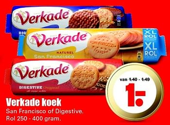 Aanbiedingen Verkade koek san francisco of digestive - Verkade - Geldig van 15/05/2016 tot 21/05/2016 bij Lekker Doen