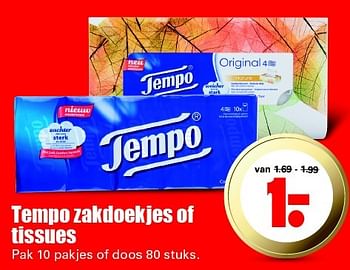 Aanbiedingen Tempo zakdoekjes of tissues - Tempo - Geldig van 15/05/2016 tot 21/05/2016 bij Lekker Doen