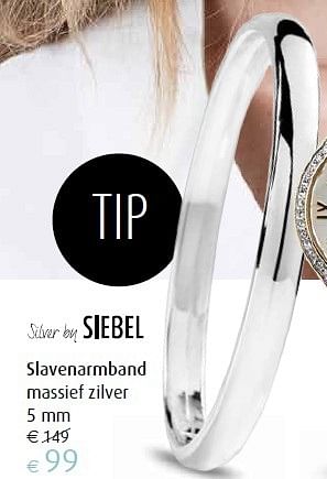Aanbiedingen Slavenarmband massief zilver - Siebel - Geldig van 22/04/2016 tot 22/05/2016 bij Siebel Juweliers
