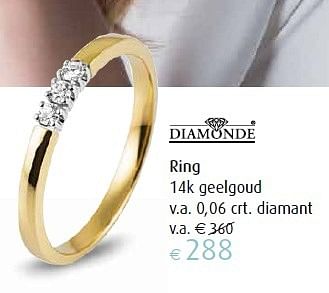 Aanbiedingen Ring 14k geelgoud - Diamonde - Geldig van 22/04/2016 tot 22/05/2016 bij Siebel Juweliers
