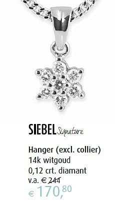 Aanbiedingen Hanger (excl. collier) 14k witgoud - Siebel - Geldig van 22/04/2016 tot 22/05/2016 bij Siebel Juweliers