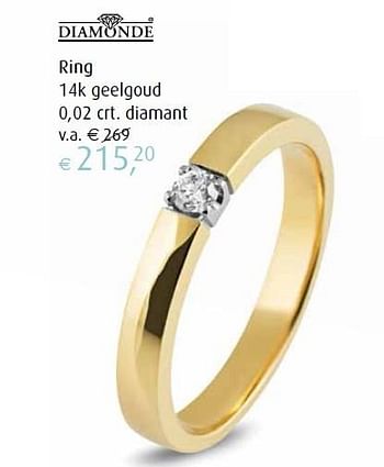 Aanbiedingen Ring 14k geelgoud - Diamonde - Geldig van 22/04/2016 tot 22/05/2016 bij Siebel Juweliers