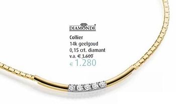 Aanbiedingen Collier 14k geelgoud - Diamonde - Geldig van 22/04/2016 tot 22/05/2016 bij Siebel Juweliers