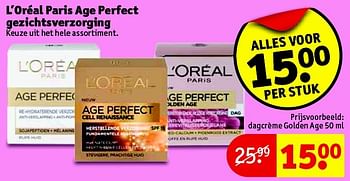 Aanbiedingen L`oréal paris age perfect gezichtsverzorging - L'Oreal Paris - Geldig van 11/05/2016 tot 22/05/2016 bij Kruidvat