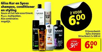 Aanbiedingen Syoss shampoo shine boost - Syoss - Geldig van 11/05/2016 tot 22/05/2016 bij Kruidvat