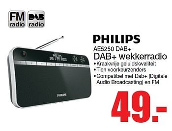 Aanbiedingen Philips dab+ wekkerradio ae5250 dab+ - Philips - Geldig van 15/05/2016 tot 22/05/2016 bij Scheer & Foppen