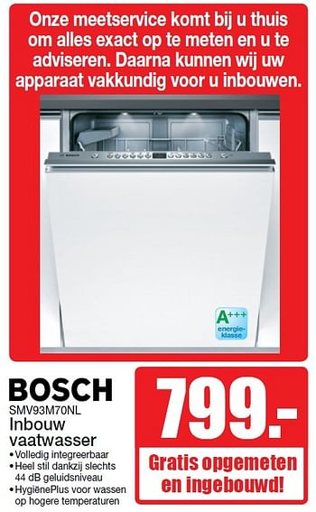 Aanbiedingen Bosch inbouw vaatwasser smv93m70nl - Bosch - Geldig van 15/05/2016 tot 22/05/2016 bij Scheer & Foppen