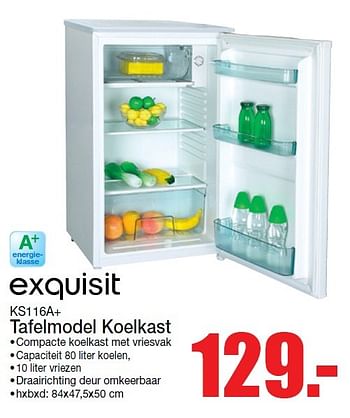 Aanbiedingen Exquisit tafelmodel koelkast ks116a+ - Exquisit - Geldig van 15/05/2016 tot 22/05/2016 bij Scheer & Foppen